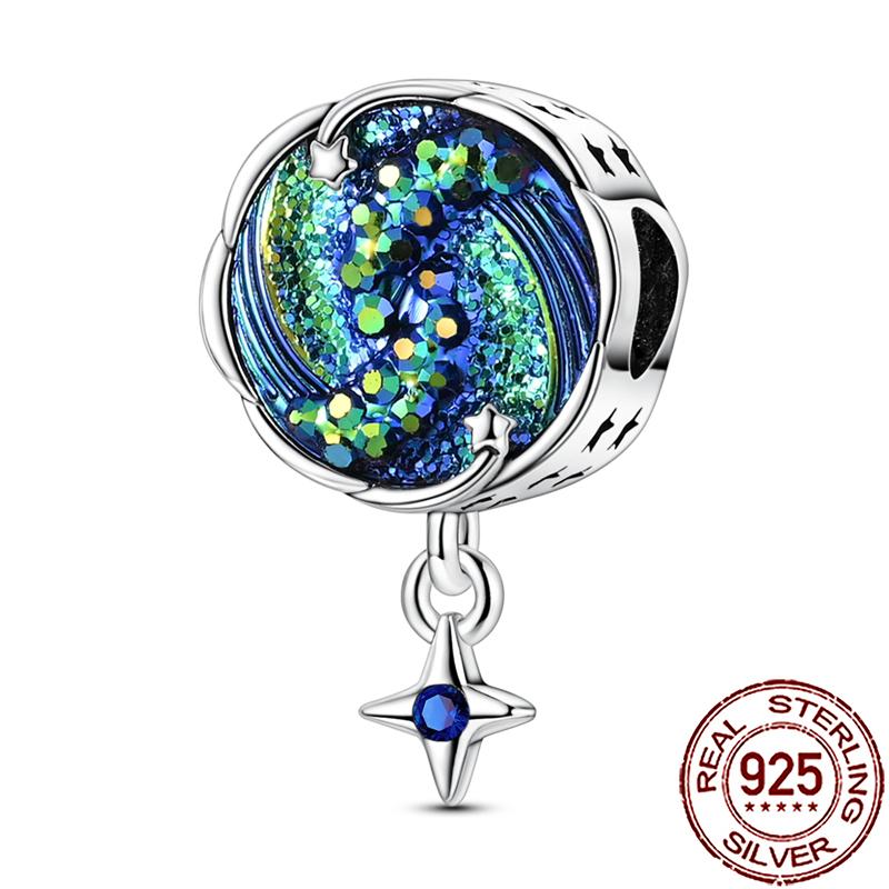 Charms Copper Moon Star Night Sky Galaxy Celestial Dangle Beads Fit Snake Chain Bracelet Necklace Women Diy Jewelry