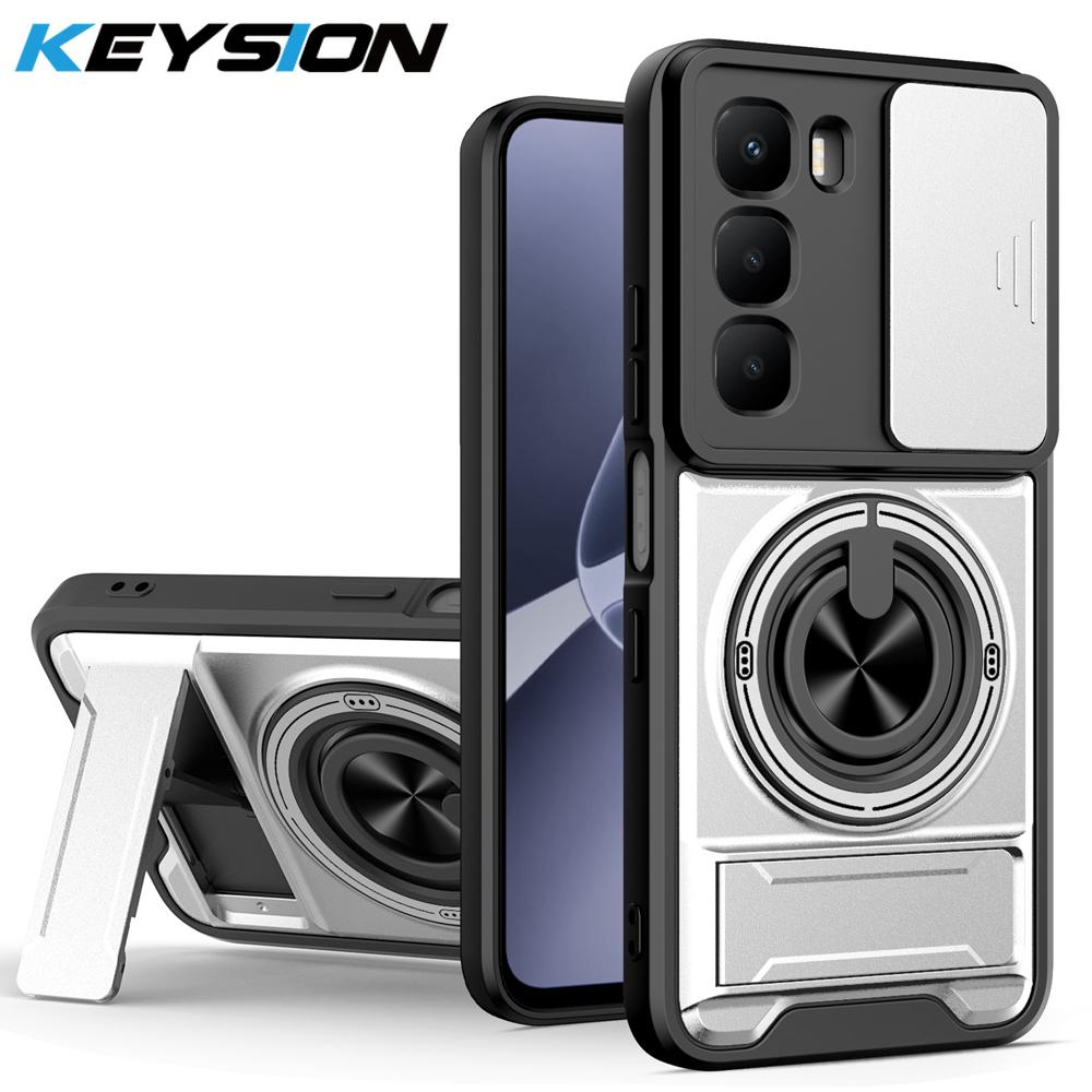 KEYSION Magnetic Phone Case for Infinix Hot 60i 4G 60 5G Hot 60 Pro Slide Camera Protection Upright Kickstand Shockproof Cover