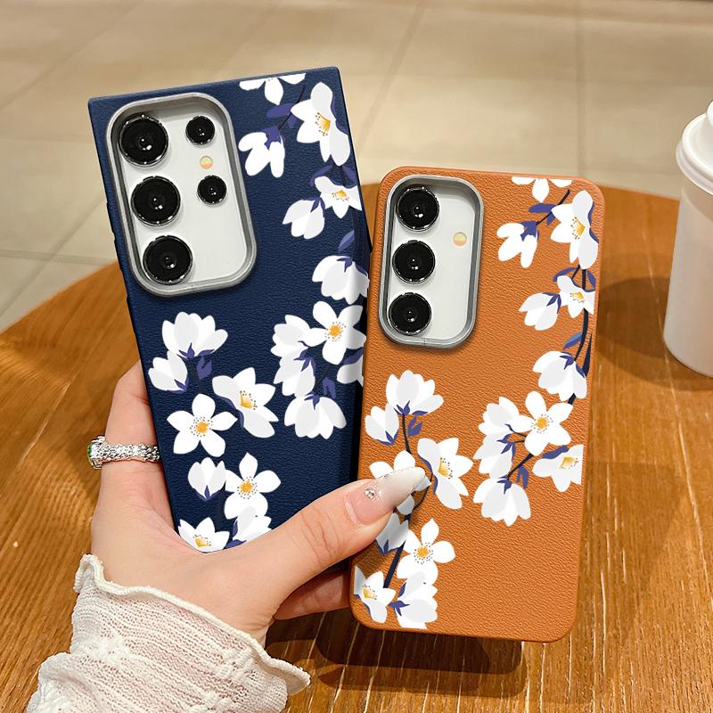 S25 Ultra Case Magnolia White Flower Cover For Samsung Galaxy S25 Ultra Capa S24 Ultra S22 Ultra S23 Plus S21 FE S20 5G Capa