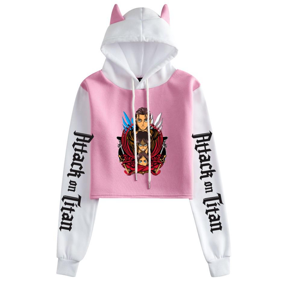 Attack on Titan Cat Ear Hooded Sweatshirt - European Size, Spring/Autumn, Color Block Design