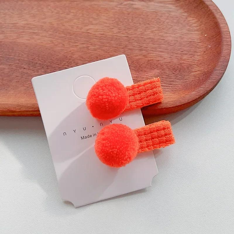 New 2pcs Korean Kawaii Candy Color Pompoms Hair Clips Little Girls Princess Barrettes Headwear Girls Kids Hair Accessories