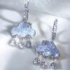 1Pair of Elegant Cloud-shaped Drape Earrings with Faux Crystal Tassels for Everyday and Banquets
