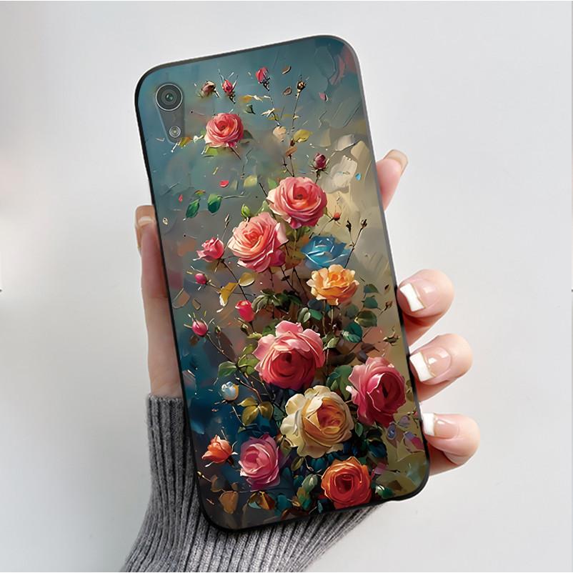 Hülle Für Sony Xperia XA1 Rückseite G3121 G3112 G3125 G3116 G3123 Luxus Mode Schmetterling Blume Schwarzes Silikon Weiche Handyhülle