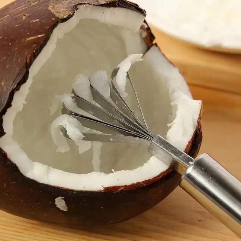 Wall-Mountable Stainless Steel Coconut Grater with Thickened Handle for DIY Summer Drinks