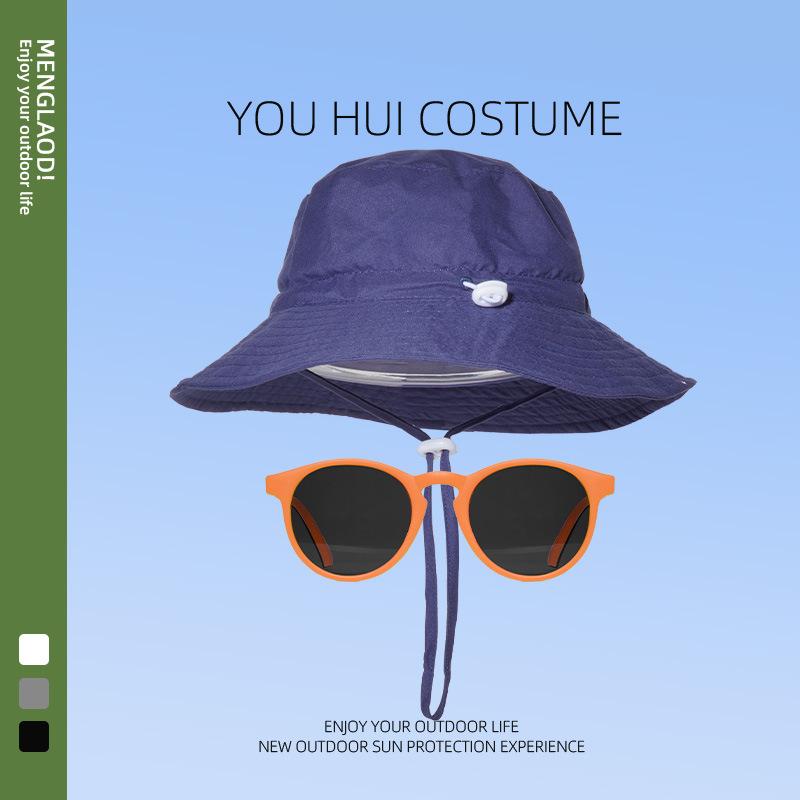 Barn enfärgad bucket hat sommar stor brätte UV-skydd solhatt söt baby mode mångsidig strandhatt