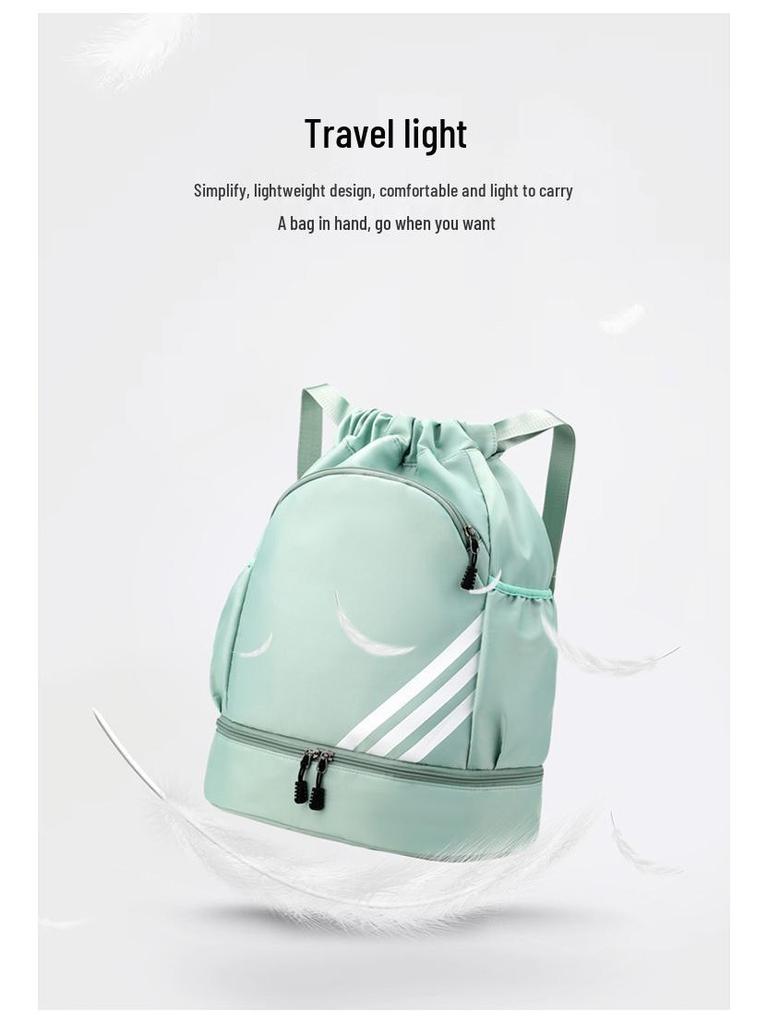 Women's Large Capacity Sports Drawstring Backpack with Shoe Compartment - Ideal for Basketball, Football, and Gym Use
