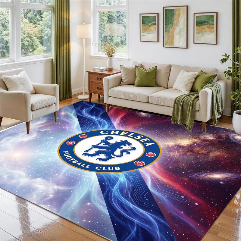 Chelsea FC Design Crystal Velvet Rug Soft Decorative Mat for Bedroom Entrance