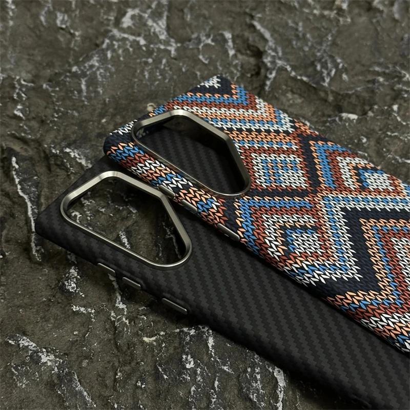 For Samsung Galaxy S25 Ultra Carbon Fibre Relief MagSafe Phone Case S23 S24Ultra Plus Wireless Charging Hard PC Shockproof Cover
