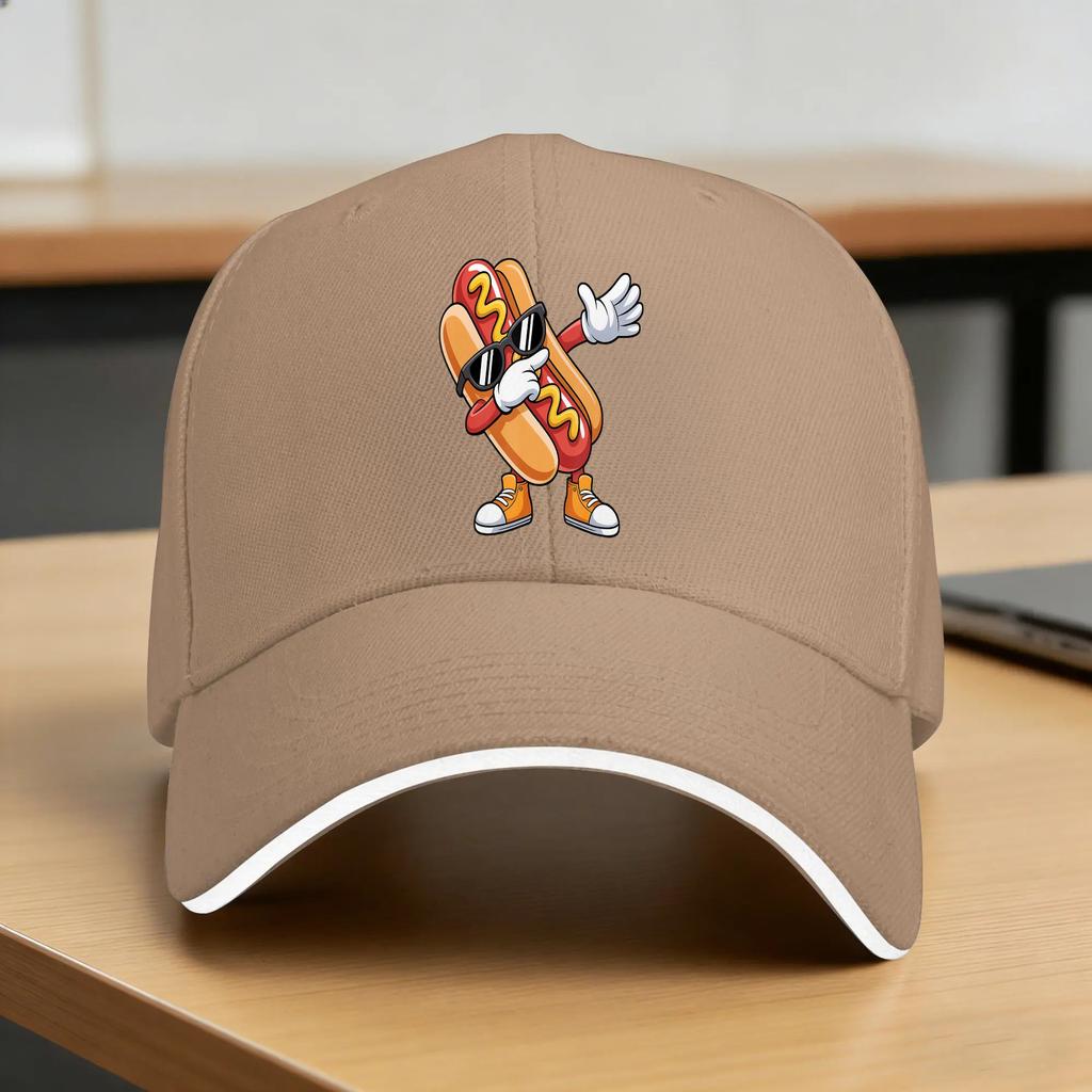 Dabbing Hotdog Dab Dance for Hotdog Lovers Baseball Cap  Fashion Unisex Men Trucker Hat Sun-Proof Print Hunting Snapback Cap