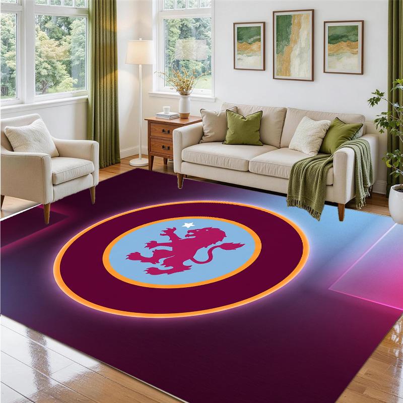 Aston Villa Football Design Crystal Velvet Rug Soft Decorative Mat for Bedroom Entrance