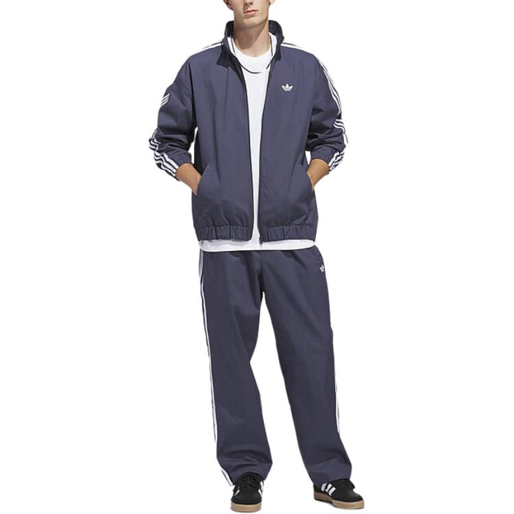 Adidas Originals Sports Casual Woven Stand Collar Striped Jacket Men Jackets KS8221