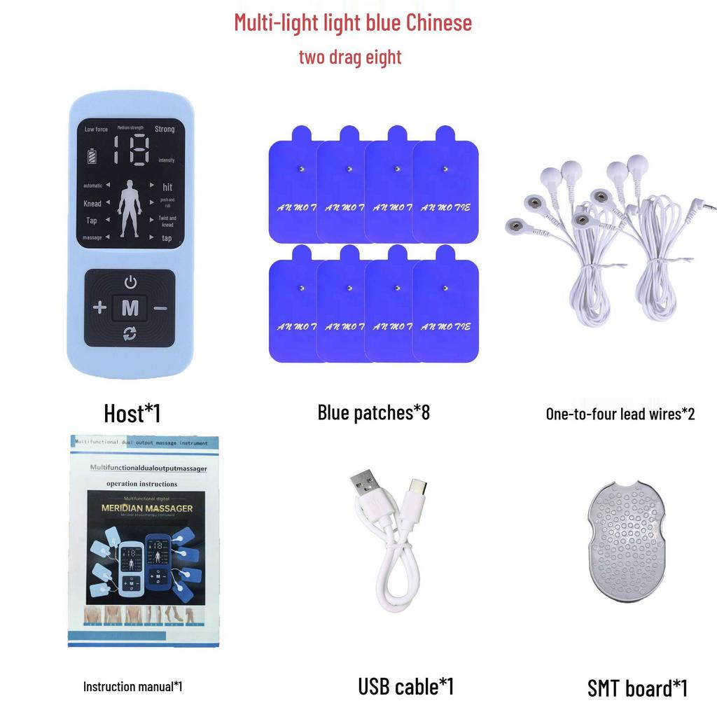 Rechargeable Multi-functional Meridian Pulse Massager with Chinese & English Settings