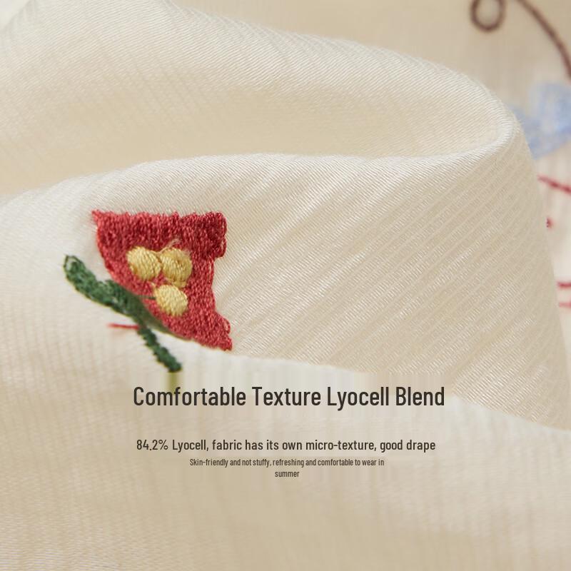 INMAN Lyocell Embroidered Halter Neck Dress