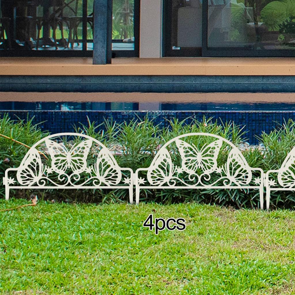 4x Decorative Garden Fences Animal Barrier Fence Butterfly Decor Pet Border Picket for
