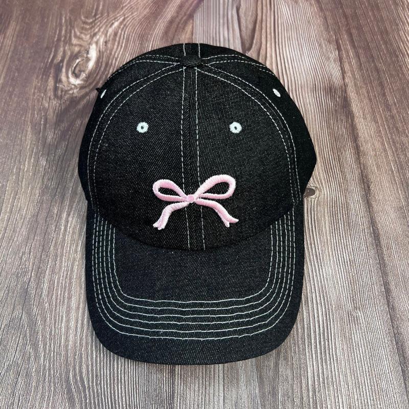 Large head circumference cap children's bow embroidery spring and summer sunshade washed denim baseball cap men