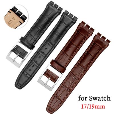 17mm 19mm Watch Strap for SWATCH Genuine Leather Bracelet High Quality Wristband Waterproof Sport Men Women Watchband Accessory