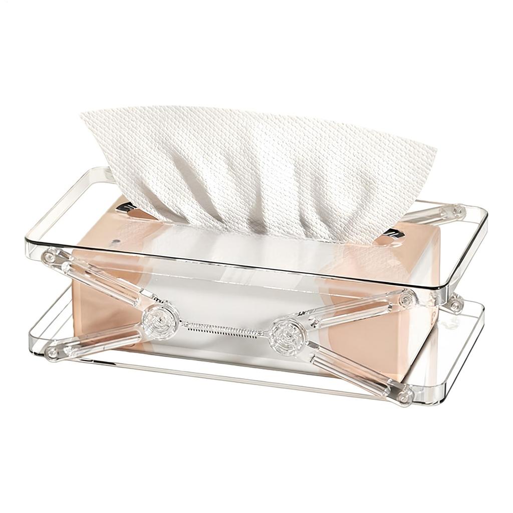 Tissue Box Cover Spring Auto-Lift Paper Towels Container Clear Decorative Tissue Box Covers for Dresser Dining Table Bedside