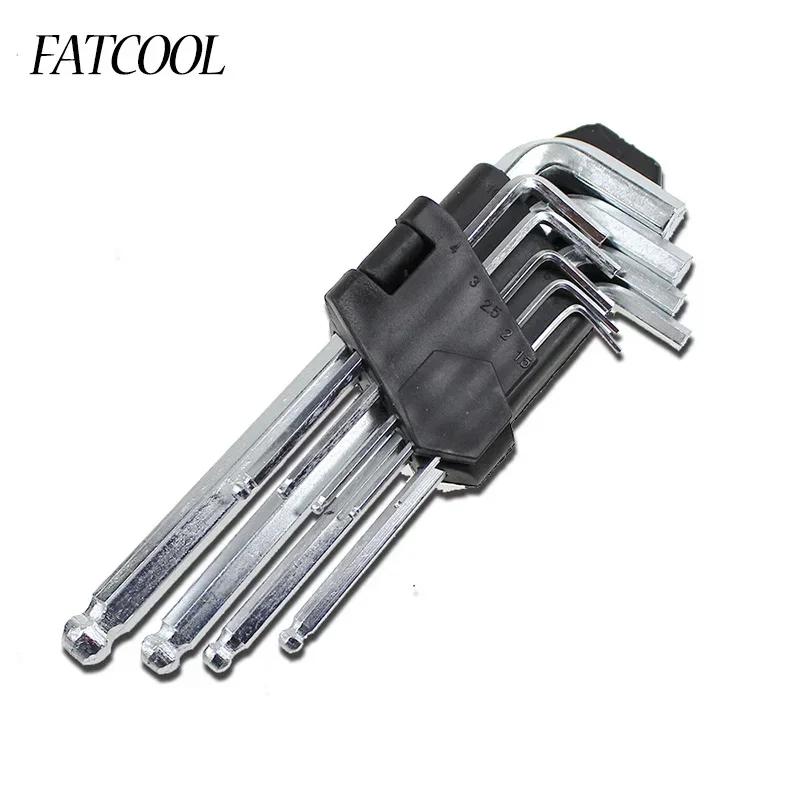 

9 шт./набор L-образных двухсторонних отверток, набор шестигранных ключей, набор ключей с головкой Allen, плоской, шарообразной, Torx, звездообразной, ручные инструменты серебряный