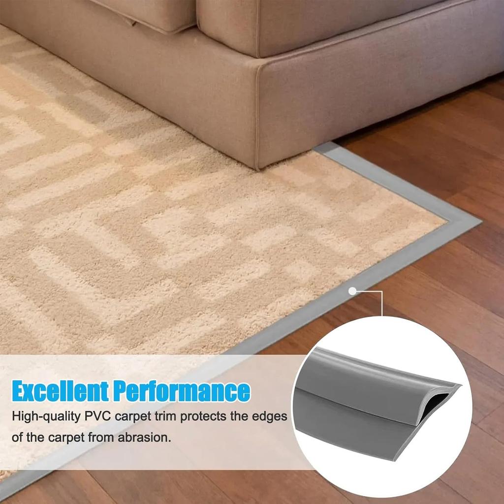 1pc PVC Carpet Edge Trim Strip Self Adhesive Flexible Floor Transition Strip Cuttable Waterproof Wood Tile Laminate Transition C