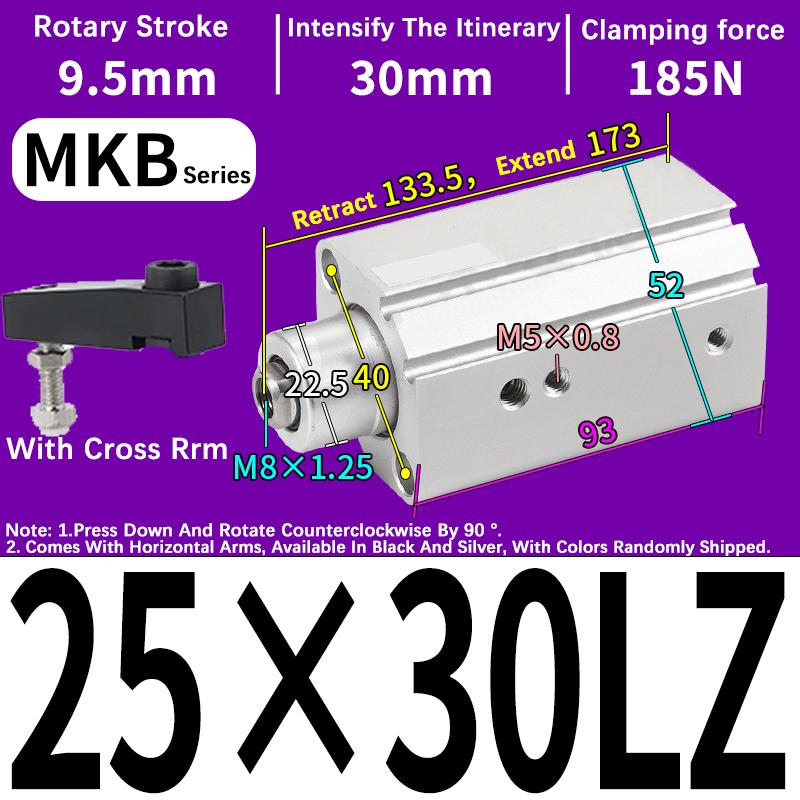 90 Degrees Angle Cylinder Clamping Bore 32mm 40mm Pneumatic Air Cylinders MKB25/32-10R/20L/30R Swings Back