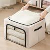 Foldable Clothes Storage Boxes Large Capacity Bins with Metal Frame Lids Clear Window and Sturdy Handles Daily Use