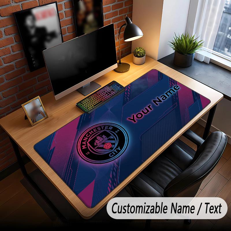Large Mouse Pad Manchester City Print Custom Name Text Desk Mat for Office Gaming