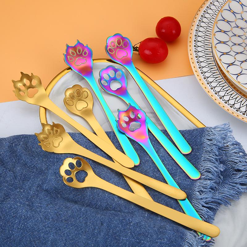304 Stainless Steel Cat & Dog Paw Coffee Stirring Spoon - Creative Cartoon Gift Spoon