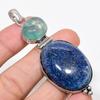 Lapis Lazuli, Aquamarine Gemstone 925 Sterling Silver Jewelry Pendant 3.15" KJ-94