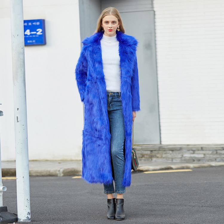 

Fur imitation fur fox hair extra long suit collar fur coat M білий