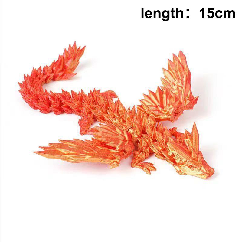 3D Printed Dragon Colorful Gem Dragon Figurines Movable Joint Rotatable Articulated Dragon Crafts Desktop Western Action Figure
