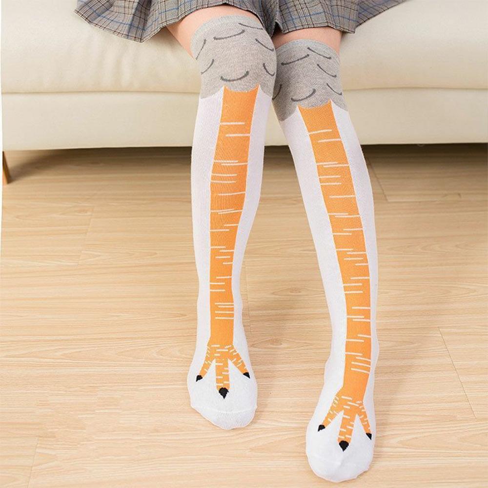 Oberschenkelhohe Strümpfe Knielang Hühnerknie Hohe Füße Socken Lustige Persönlichkeit Realistische Füße Socke Lolita One Size white