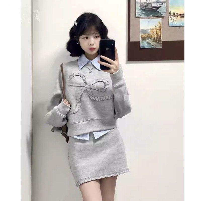 Autumn 2025 College-Style Outfit: Women's Sweatshirt and Skirt Set