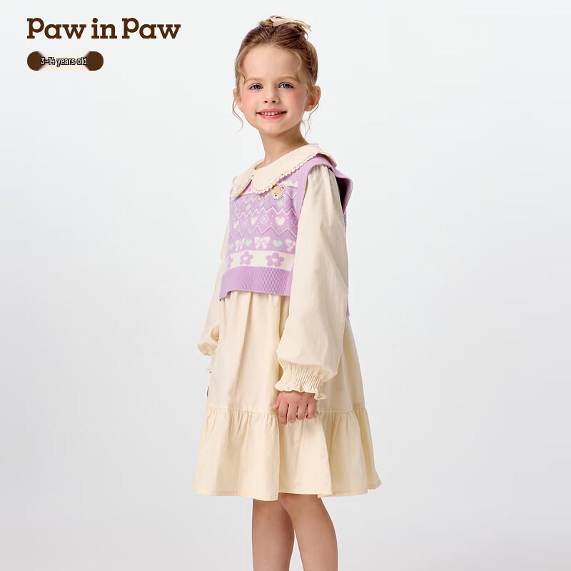 PawinPaw Girls  Cartoon Bear Two-Piece Dress Set 120