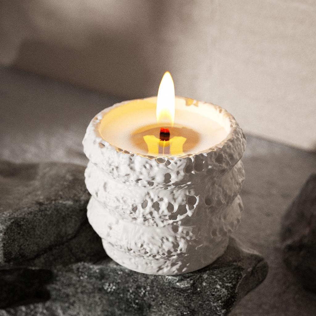 Circular, Stone Pattern Storage Box, Space Moon Pattern, Candle Cup, Aromatherapy Gypsum Jar, Silicone Mold, Candle Mold, White