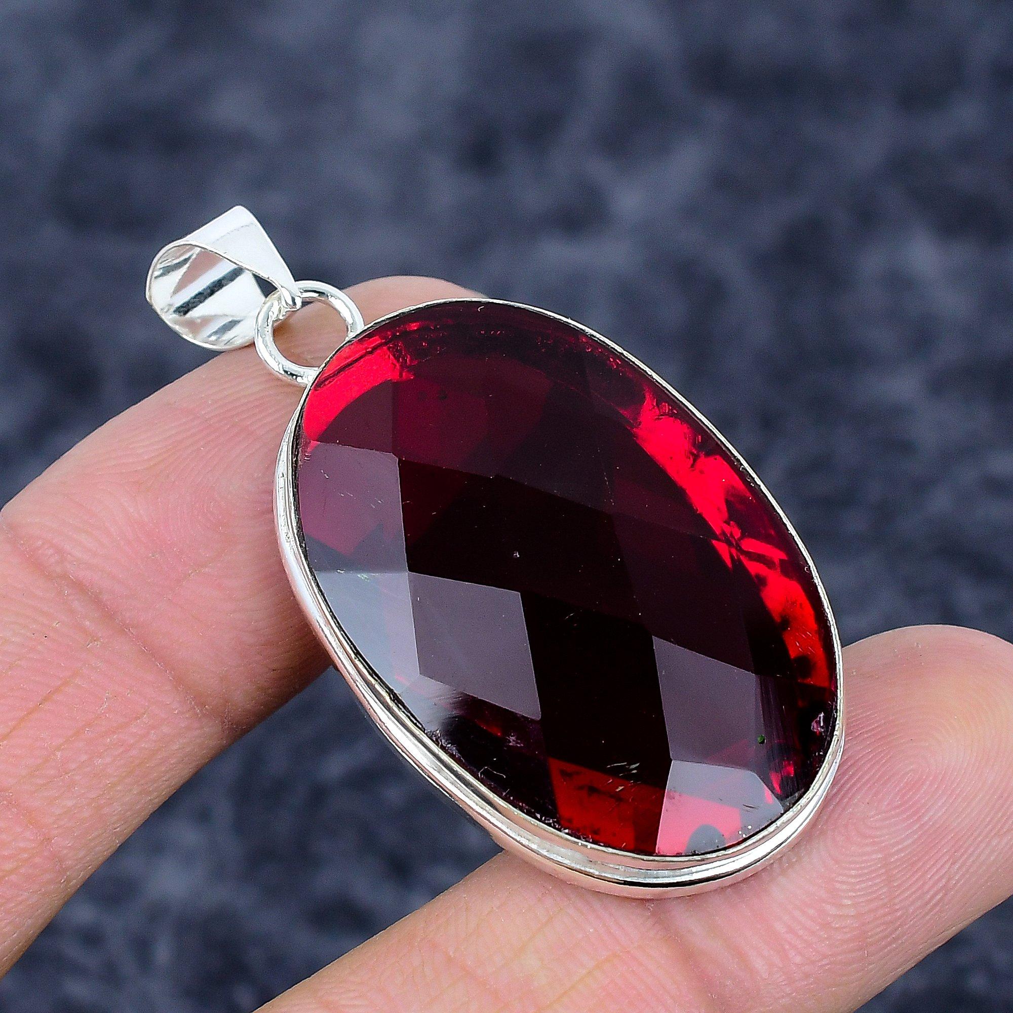 

Гранат Камінь Ручна робота Срібло 925 Проба Ювелірний Кулон 2.01 M-3237