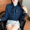 Women's Spring/Summer Bow Blouse: Trendy Long Sleeve Shirt for Autumn 2025