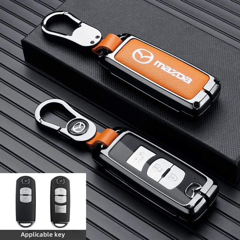 Leather Car Smart Key Case Cover Shell For Mazda 3 5 6 SKYACTIV Axela Atenza CX30 CX5 CX8 CX9 MX5 RX8 RX7 BT50 Keychain Protecto