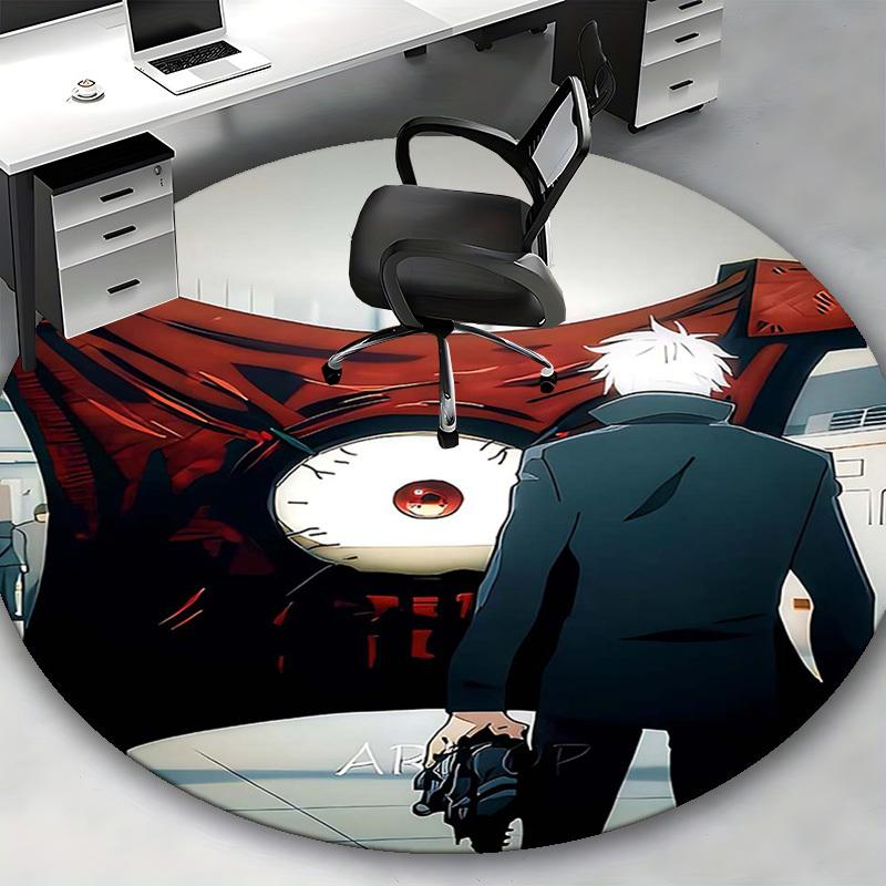 1pc Anime Design Round Carpet - Tokyo Ghoul Theme Chair Mat for Office, Home Decor, Living Room