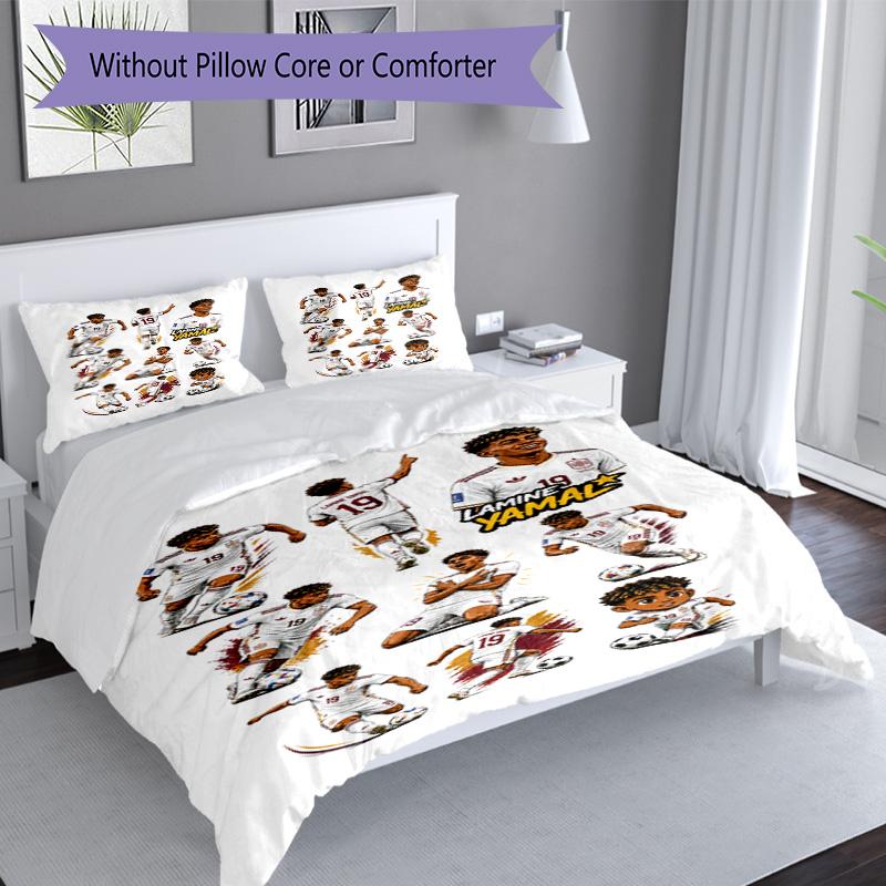 Lamine Yamal Soccer Star Number Bedding Set,Soft Bed Linen for Bedroom Home Decoration,Perfect Gift for Football Fans,Breathable Duvet Cover with Pill