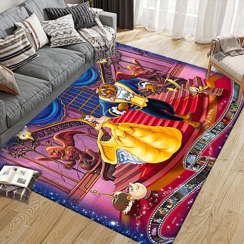 1pc Beauty and the Beast Carpet Area Rug, Bedroom, and Playroom Durable, Stain-Resistant, and Easy To Clean, Living Room