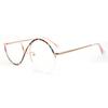 Vintage Half Rim Women Round Glasses Frames For Women Optical Eyeglasses Metal Eyewear Rainbow Prescription Spectacles Oversize