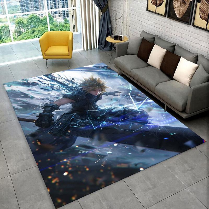 Cloud Tifa Final Fantasy Games Sephiroth Carpet Rug for Bedroom Living Room Sofa Playroom Doormat Home Decor,Area Rug Non-slip