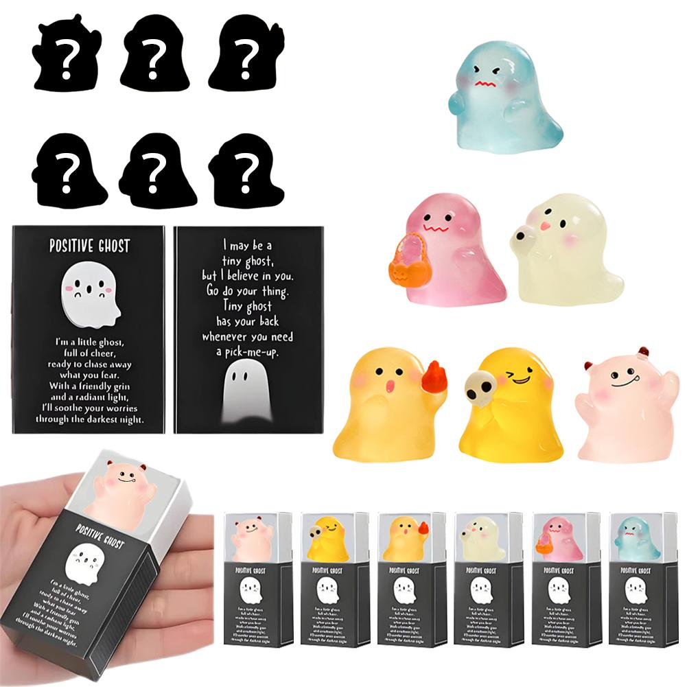 

Glow-in-The-Dark Mini Ghost Figurines for Halloween Decoration Luminous Resin Cute Miniature Spooky Ghost with Box Party Favors