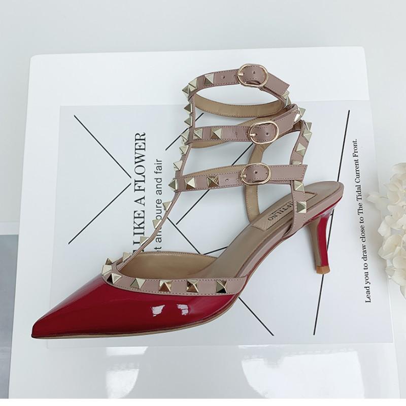 Genuine Leather Summer Women's Gladiator Sandals 2024 New Star Style Luxury Brand Rivet High Heels Designer Women's Pumps 33-41