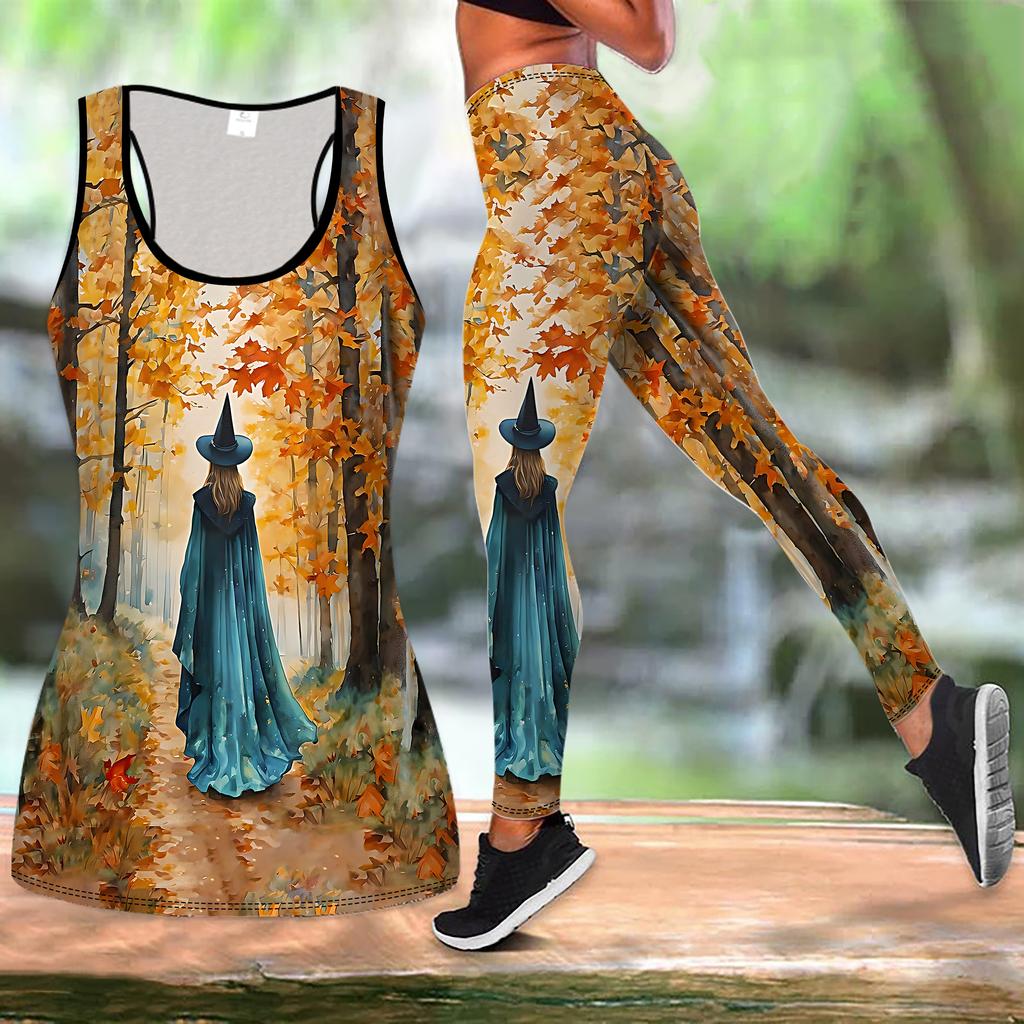 Halloween Print Yoga-Outfit für Damen Mode Trainingsleggings Fitness Sport Freizeit Yoga-Set Sportanzug