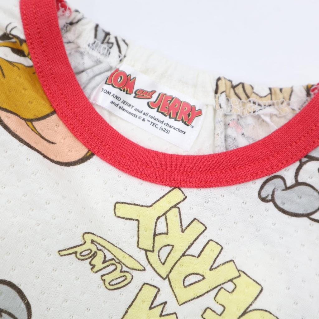 Tom and Jerry Pajama Mesh Short Sleeves Cropped Baby Size 100 Set, Jersey, All-Over Print, + Length, Pajamas, Off-White, (Product Code 215142705)