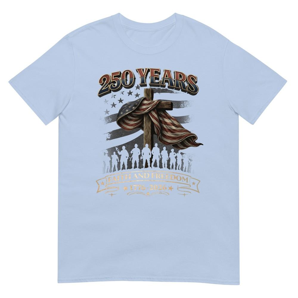 Flag Cross Tree 250 Years Faith And Freedom 17762026 TShirt S