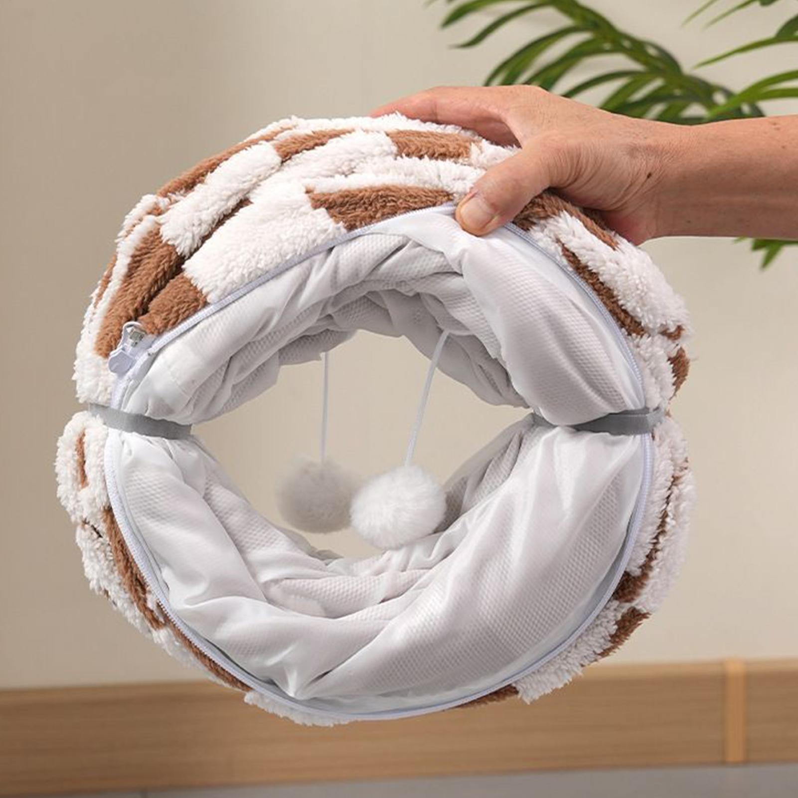 Cat Cave Donut Washable Cute Nest Cat Tunnel Donut Kitten Bed For Kitten Puppy Small Dog Bunny Pet Enrichment Indoor Bedroom rosso
