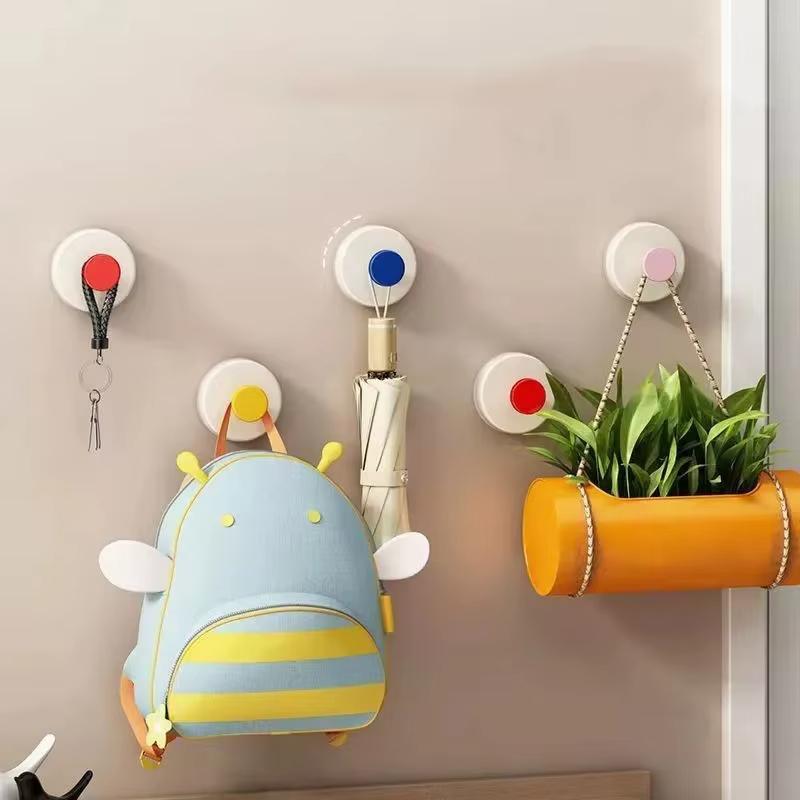 Plastic Suction Cup Hook No Drill Suction Cup Towel Hooks Home Clothes Wall Hanger Foldable Fixing Suction Cup Storage Accessory