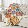 Cute Cat Face Flannel Throw Blanket – Colorful Cartoon Design, Soft Cozy Fleece for Home, Office, Couch & Car